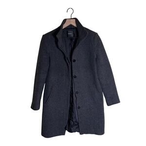 THEORY double lined quiet luxury wool blend classic peacoat S